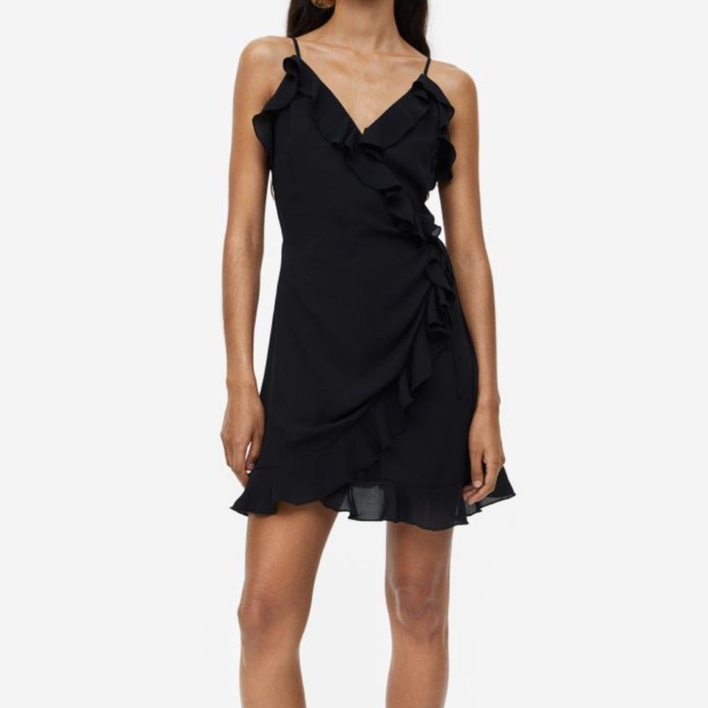 H&M Black Ruffle Mini Dress